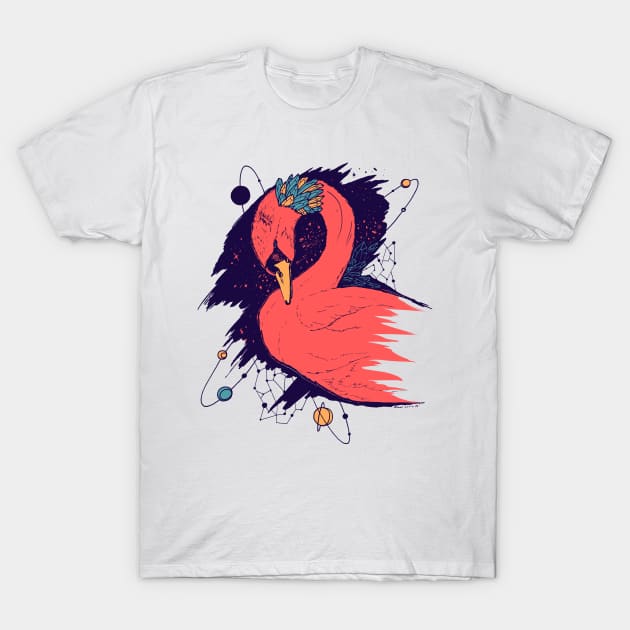 Retro Triad Swan Among The Stars T-Shirt by kenallouis